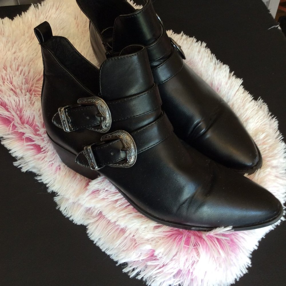 Black Buckled Ankle Boots